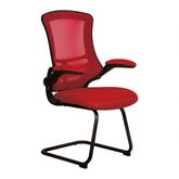 Nautilus Designs Luna Designer High Back Mesh Red Cantilever Visitor Chair With Folding Arms and Black Shell/Frame - BCM/L1302V/RD DD
